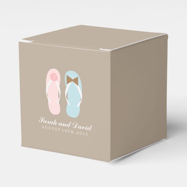 His and Hers Flip Flops Beach Wedding Favour Box (Front Side)