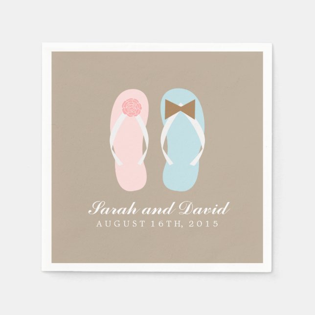 His and Hers Flip Flops Beach Wedding Napkin (Front)