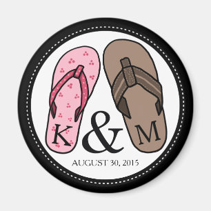 His and Hers Monogrammed Wedding Flip Flops Magnet
