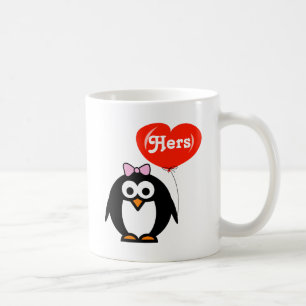 His and hers penguin mugs matching set