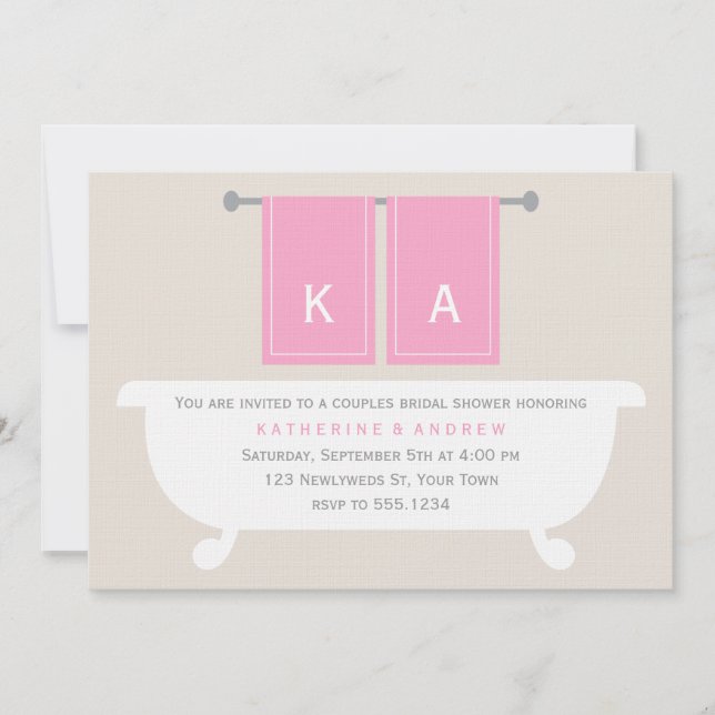 His and Hers Towels Bridal Shower {pink} Invitation (Front)