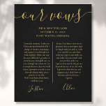 His And Hers Wedding Vows Black Gold Script Canvas<br><div class="desc">This chic wedding keepsake gift can be personalised with your special wedding day vows. Designed by Thisisnotme©</div>