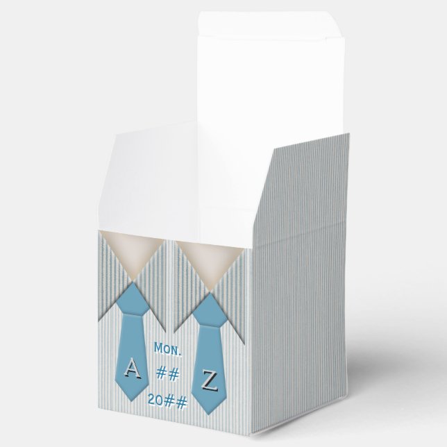 His and His Blue Oxford Pinstripe Favour Box (Opened)