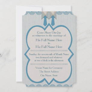 His and His Blue Oxford Pinstripe Invitation