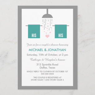 His and His   Gay Couple's Shower Invitation