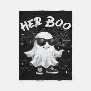His Boo Matching Couples Ghost Halloween Costumes Fleece Blanket