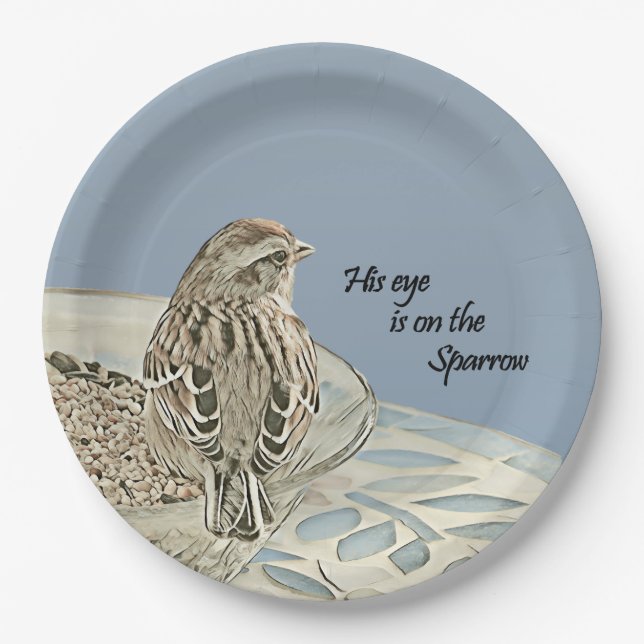 His Eye is on the Sparrow - Paper Plate (Front)