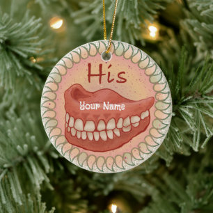 His False Teeth Ceramic Tree Decoration