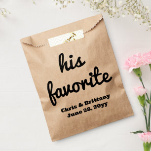 His favorite wedding reception guest candy treat favour bags