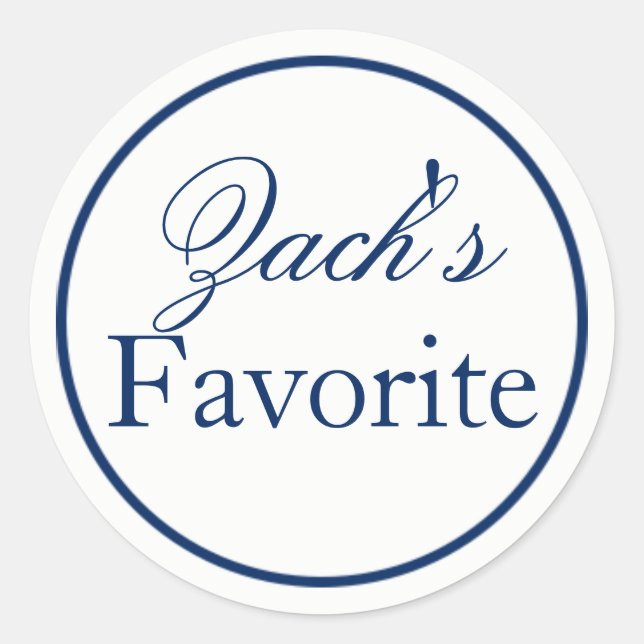 "His Favourite" Groom Wedding Favour Sticker - Nav (Front)