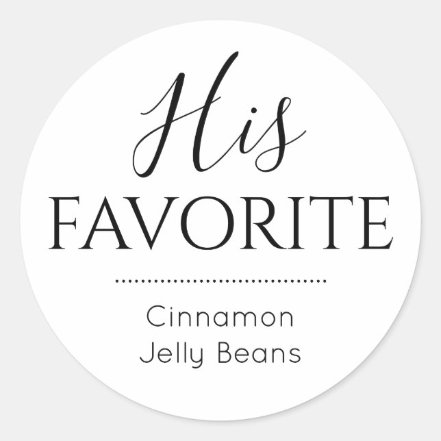 His Favourite Grooms Favourite Candy Wedding Favou Classic Round Sticker (Front)