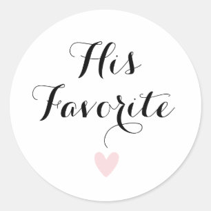 His Favourite Modern Calligraphy Favour Classic Round Sticker