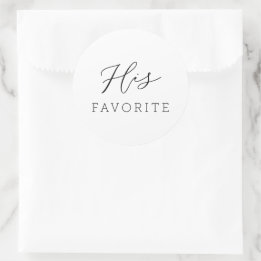 His Favourite Modern Script Calligraphy Classic Round Sticker