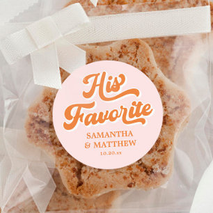 His Favourite Retro Wedding Favour Classic Round Sticker