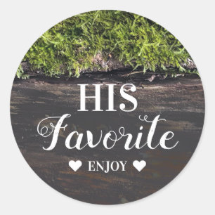 His Favourite - Rustic Wedding Favour Classic Round Sticker