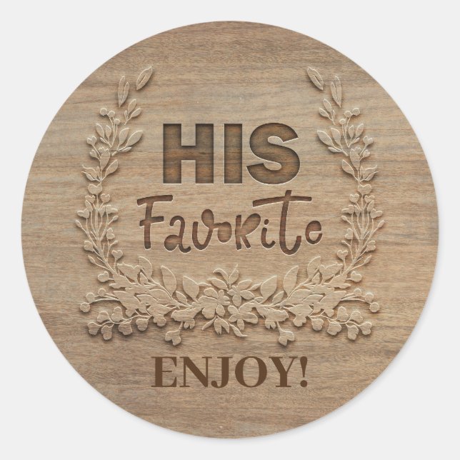 His Favourite Rustic Wedding Favour Classic Round Sticker (Front)