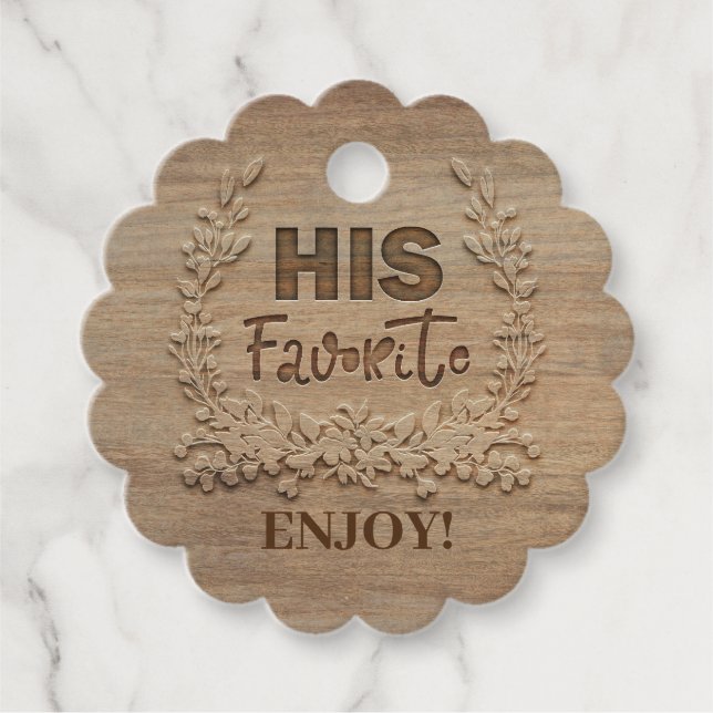 His Favourite Rustic Wood Favour Tags (Front)