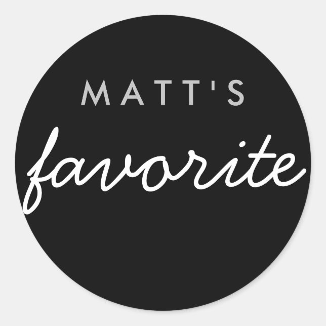 "His" Favourite Snack Black Silver Classic Round Sticker (Front)