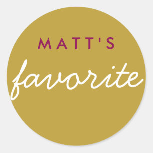 "His" Favourite Snack Magenta Gold Classic Round Sticker