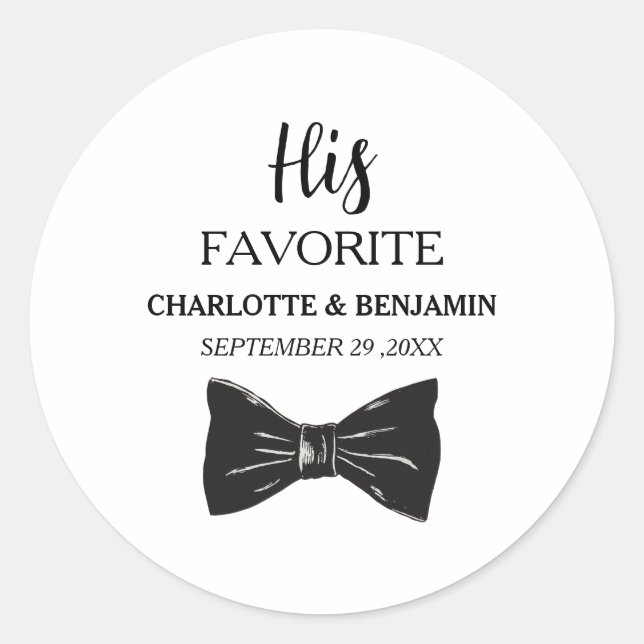  His Favourite Wedding  Favour Classic Round Sticker (Front)