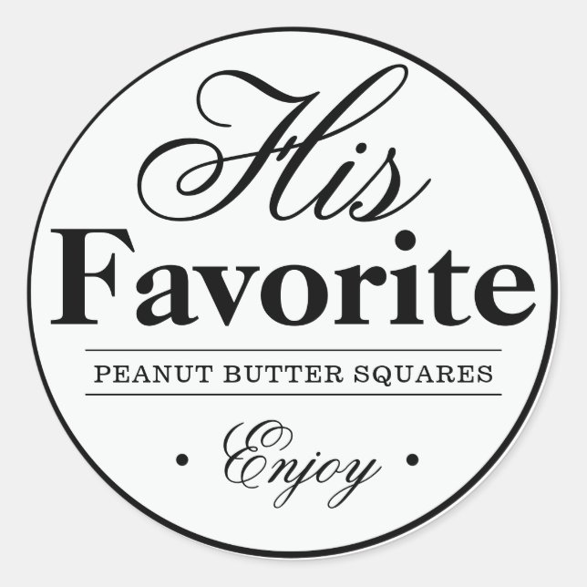 "His Favourite" Wedding Favour Sticker (Front)