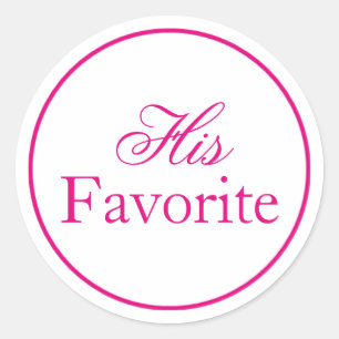 "His Favourite" Wedding Favour Sticker - Pink
