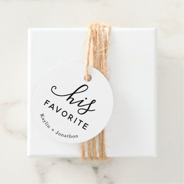 "His Favourite" Wedding Favour Tags (In Situ)