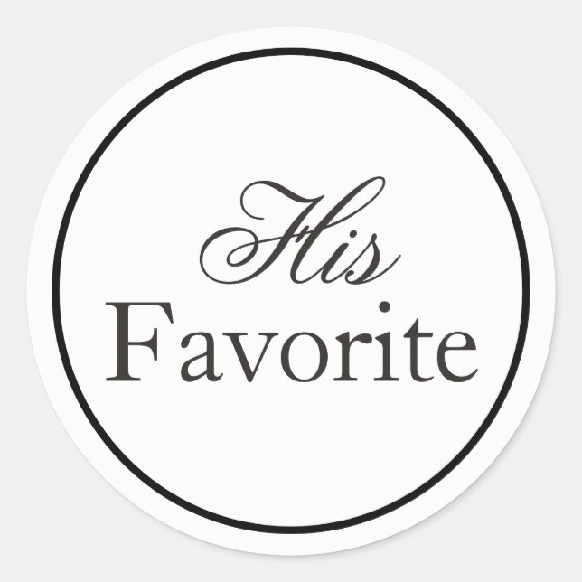 "His Favourite" Wedding Sticker Black and White (Front)