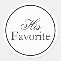 "His Favourite" Wedding Sticker Black and White