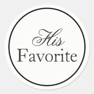 "His Favourite" Wedding Sticker Black and White