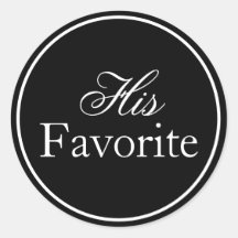 "His Favourite" Wedding Sticker Black and White