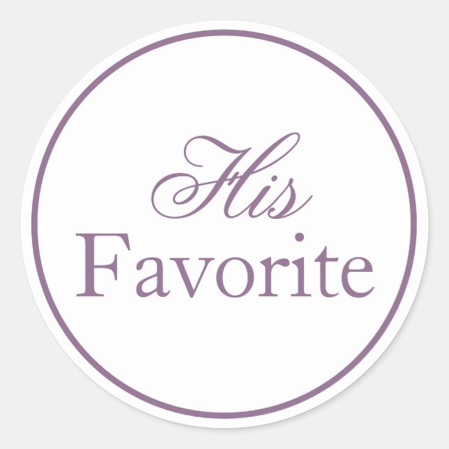 His Favourite Wedding Sticker Lilac Lavender Purpl (Front)