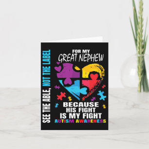 His Fight Blue Great Nephew Autism Awareness Aunt Card