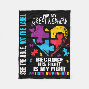 His Fight Blue Great Nephew Autism Awareness Aunt Fleece Blanket