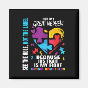 His Fight Blue Great Nephew Autism Awareness Aunt Magnet