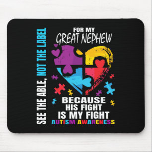 His Fight Blue Great Nephew Autism Awareness Aunt Mouse Mat