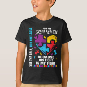 His Fight Blue Great Nephew Autism Awareness Aunt T-Shirt