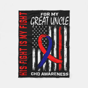 His Fight Chd Awareness Great Uncle American Flag Fleece Blanket