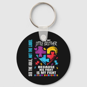 His Fight Is My Fight Blue Little Brother Autism Key Ring