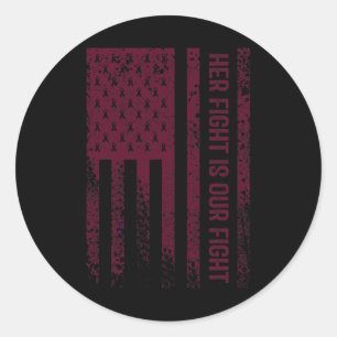 His Fight Is My Fight Brain Aneurysm Awareness Fig Classic Round Sticker