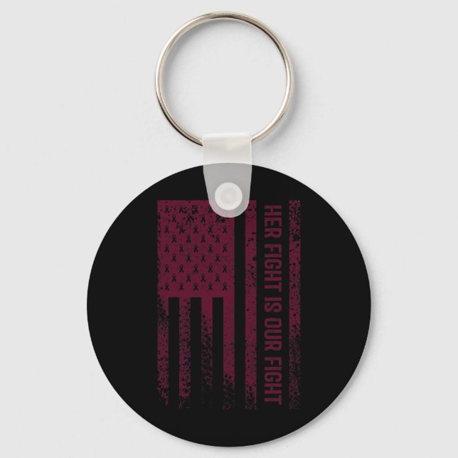 His Fight Is My Fight Brain Aneurysm Awareness Fig Key Ring (Front)