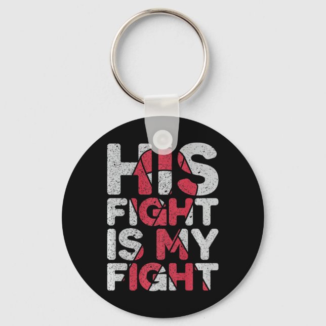 His Fight is My Fight Brain Aneurysm Support  Key Ring (Front)