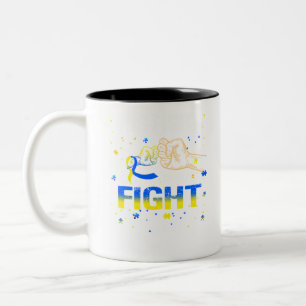 His Fight Is my Fight Down Syndrome Awareness love Two-Tone Coffee Mug