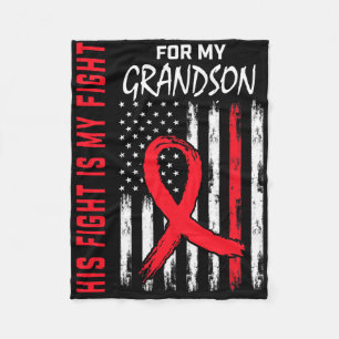 His Fight Is My Fight Grandson Heart Disease Aware Fleece Blanket