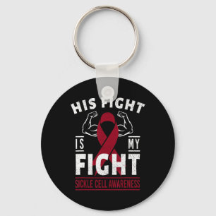 His Fight Is My Fight Sickle Cell Awareness Ribbon Key Ring