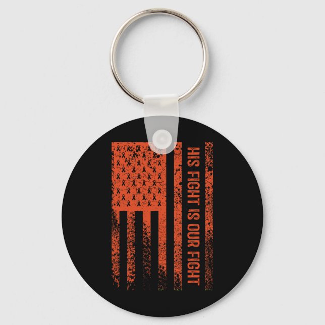 His Fight Is Our Fight Leukaemia Awareness  Key Ring (Front)