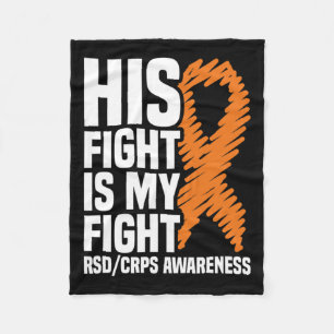 His Fight My Fight Orange Ribbon Rsdcrps Awareness Fleece Blanket