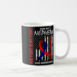 His Fight Nephew Chd Awareness American Flag Graph Coffee Mug