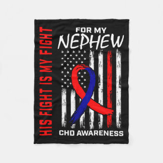 His Fight Nephew Chd Awareness American Flag Graph Fleece Blanket