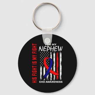 His Fight Nephew Chd Awareness American Flag Graph Key Ring